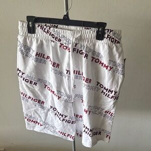 Tommy Hilfiger White Sleepwear Shorts with Red and Navy Logo Print